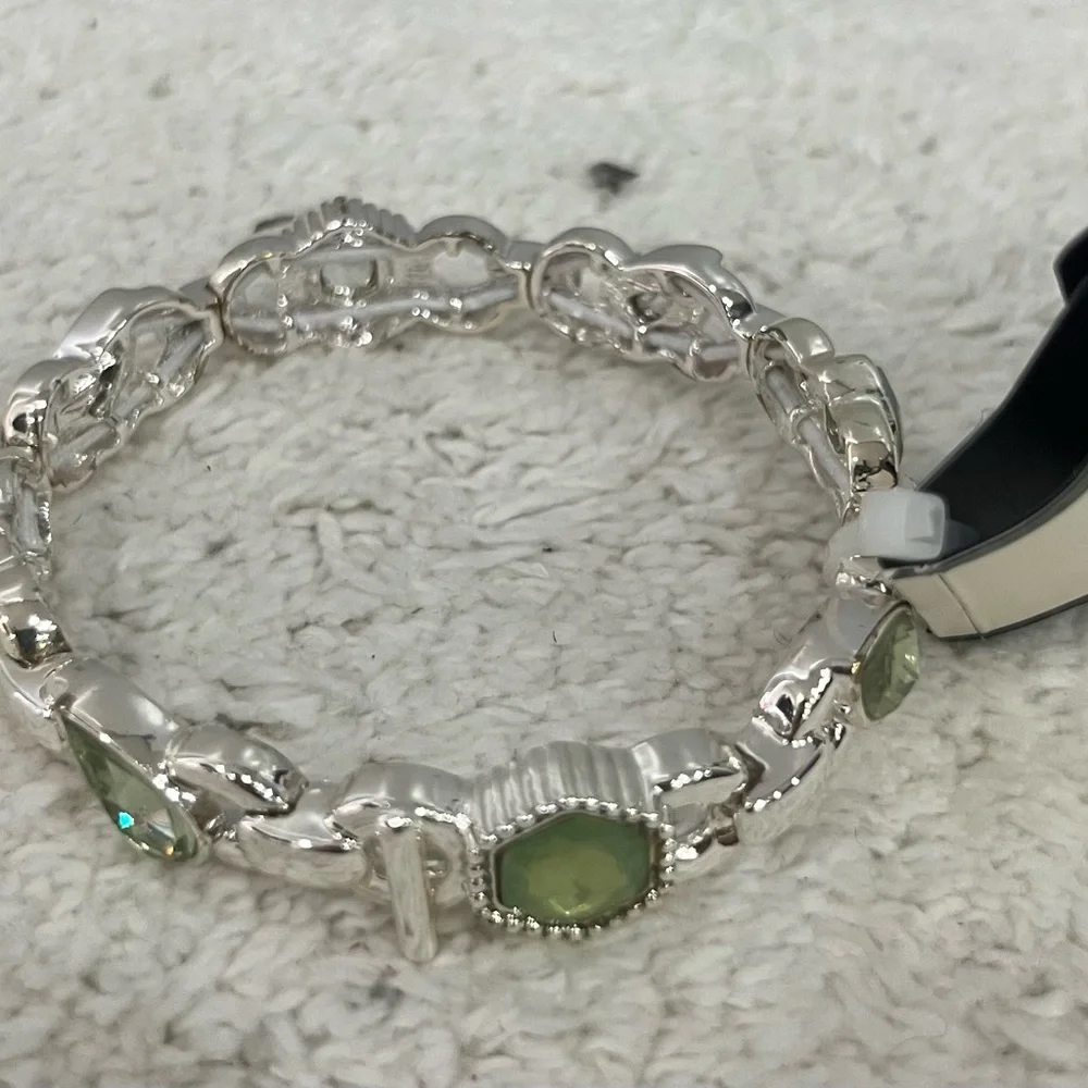 Napier Silver Bracelet with Light‎ Green Gemstones